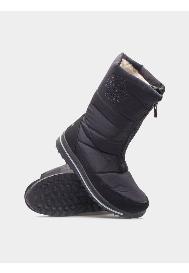 Progress - Buty zimowe damskie wysokie śniegowce PROGRESS ocieplane. Kolor: czarny. Sezon: zima. Sport: turystyka piesza