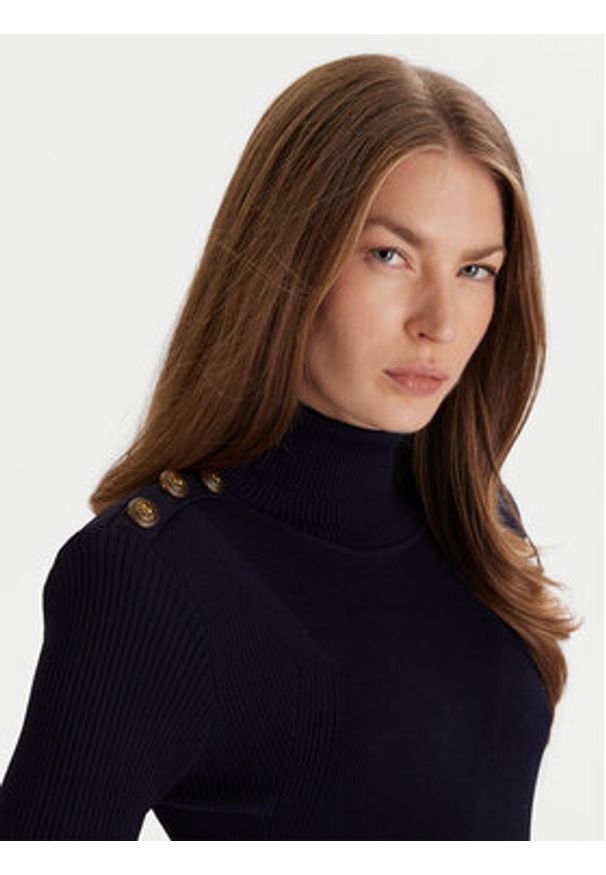 Gaudi Golf 521FD53037 Granatowy Regular Fit. Typ kołnierza: golf. Kolor: niebieski. Materiał: syntetyk