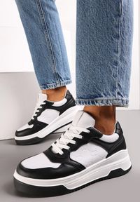 Renee - Czarno-Białe Sneakersy Sznurowane na Grubej Podeszwie Ainne. Kolor: czarny #1