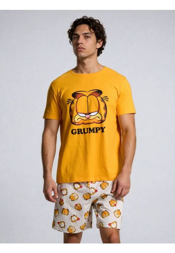 Sinsay - Bawełniana piżama dwuczęściowa z nadrukiem Garfield - wielobarwny. Materiał: bawełna. Wzór: nadruk