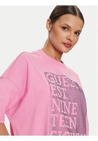 Guess T-Shirt W4YI28 I3Z14 Różowy Boxy Fit. Kolor: różowy. Materiał: bawełna