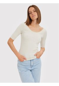 Vero Moda Bluzka Estela 10268128 Écru Slim Fit. Materiał: syntetyk