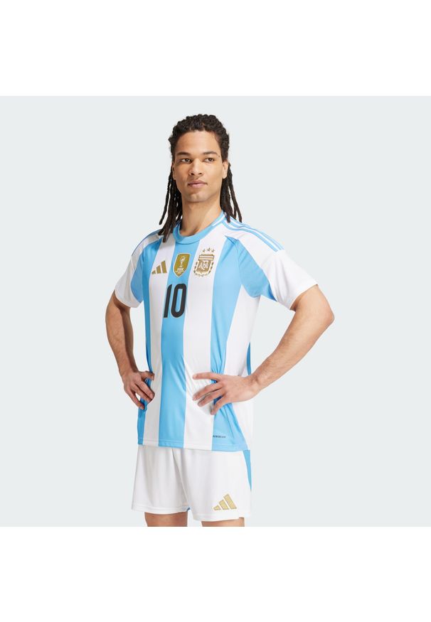Adidas - Koszulka Argentina 24 Messi Home. Kolor: biały, wielokolorowy, niebieski. Materiał: materiał