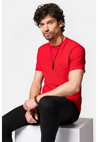 Lancerto - Koszulka Czerwona z Bawełną Linus. Kolor: czerwony. Materiał: elastan, bawełna