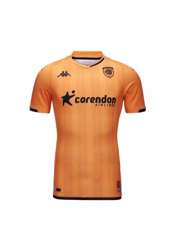 Kappa - Koszulka Wyjazdowa Hull City Pro 2023/24. Kolor: wielokolorowy, szary, pomarańczowy, brązowy. Sport: piłka nożna
