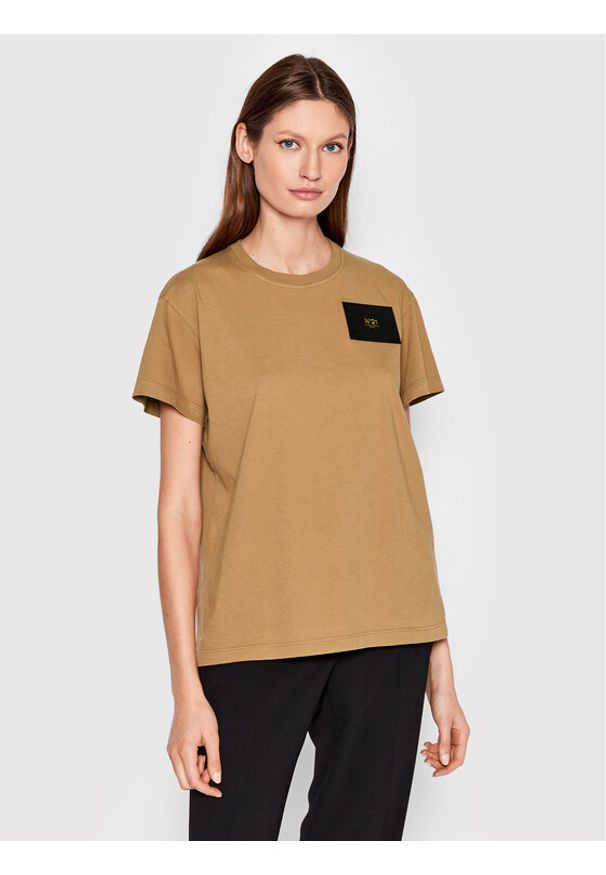 N°21 T-Shirt 22I N2M0 F011 4203 Brązowy Regular Fit. Kolor: brązowy. Materiał: bawełna