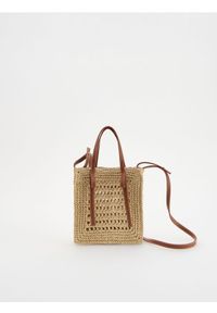 Reserved - Pleciona torebka na ramię - brązowy. Kolor: brązowy. Rodzaj torebki: na ramię #1