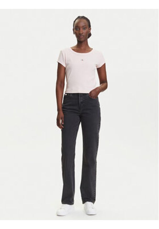 Calvin Klein Jeans T-Shirt LV047C200G Różowy Slim Fit. Kolor: różowy. Materiał: bawełna