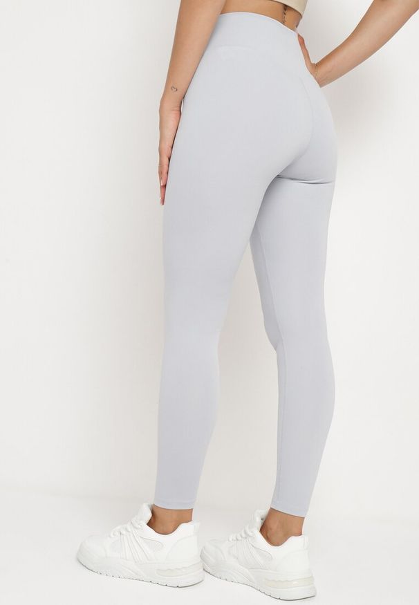 Born2be - Jasnoniebieskie Legginsy z Wysokim Stanem Parefia. Okazja: na co dzień. Stan: podwyższony. Kolor: niebieski. Materiał: materiał. Styl: casual, sportowy
