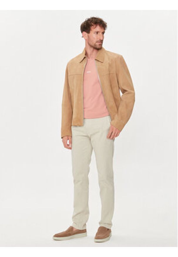 BOSS - Boss Chinosy Chino_Slim 50510933 Beżowy Slim Fit. Kolor: beżowy. Materiał: bawełna