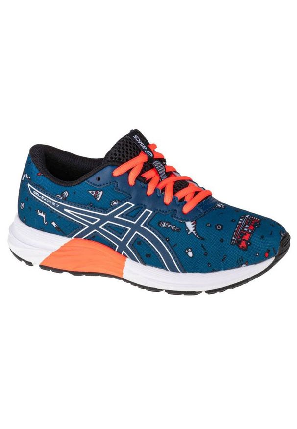 Buty Asics Gel-Excite 7 Gs Jr 1014A181-401 niebieskie. Kolor: niebieski. Materiał: guma, syntetyk, materiał. Szerokość cholewki: normalna