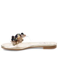 Złote Klapki S.Barski Eleganckie Płaskie Buty. Kolor: złoty. Styl: elegancki #3