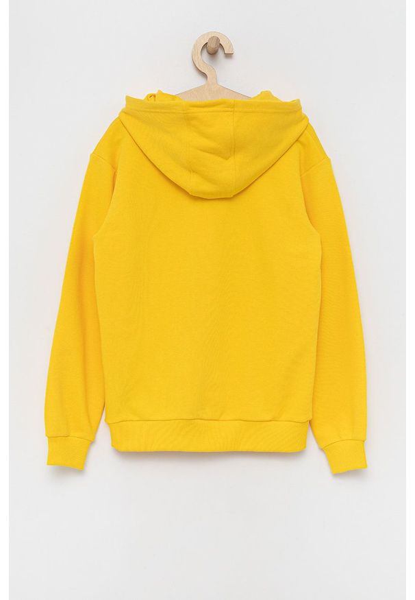 Fila bluza dziecięca kolor żółty z kapturem z aplikacją. Okazja: na co dzień. Typ kołnierza: kaptur. Kolor: żółty. Wzór: aplikacja. Styl: casual