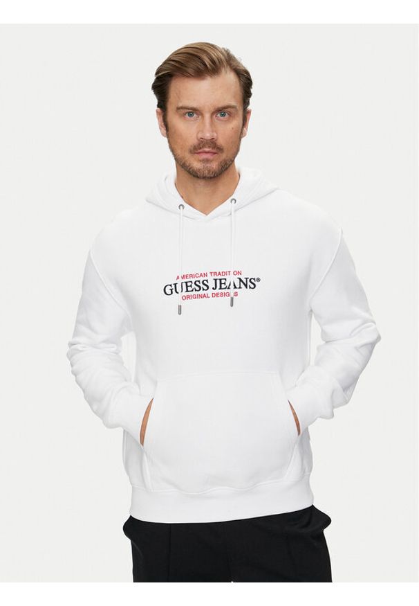 Guess Bluza M4YQ23 K9V31 Biały Classic Fit. Kolor: biały. Materiał: bawełna