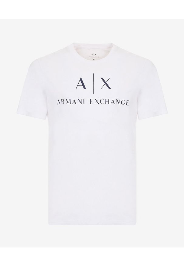 Armani Exchange - ARMANI EXCHANGE - Bawełniany T-shirt z nadrukiem. Okazja: na co dzień. Kolor: biały. Materiał: bawełna. Wzór: nadruk. Styl: klasyczny, casual