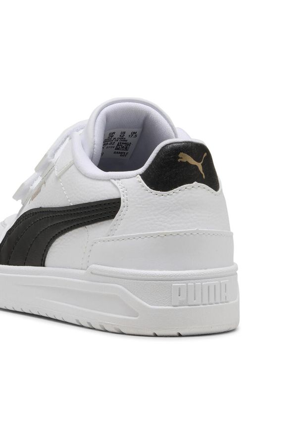 Puma - Dziecięce niskie sneakersy Shuffle Downtown PUMA White Black Gold. Okazja: na uczelnię. Kolor: czarny, biały, wielokolorowy, żółty. Sport: joga i pilates
