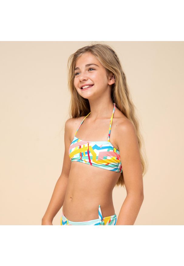 OLAIAN - Góra kostiumu kąpielowego surfingowego dla dzieci Olaian Liloo 100. Kolor: biały. Materiał: materiał, poliester, elastan