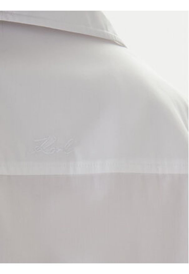 Karl Lagerfeld - KARL LAGERFELD Koszula B1W11013 Biały Relaxed Fit. Typ kołnierza: dekolt w karo. Kolor: biały. Materiał: bawełna