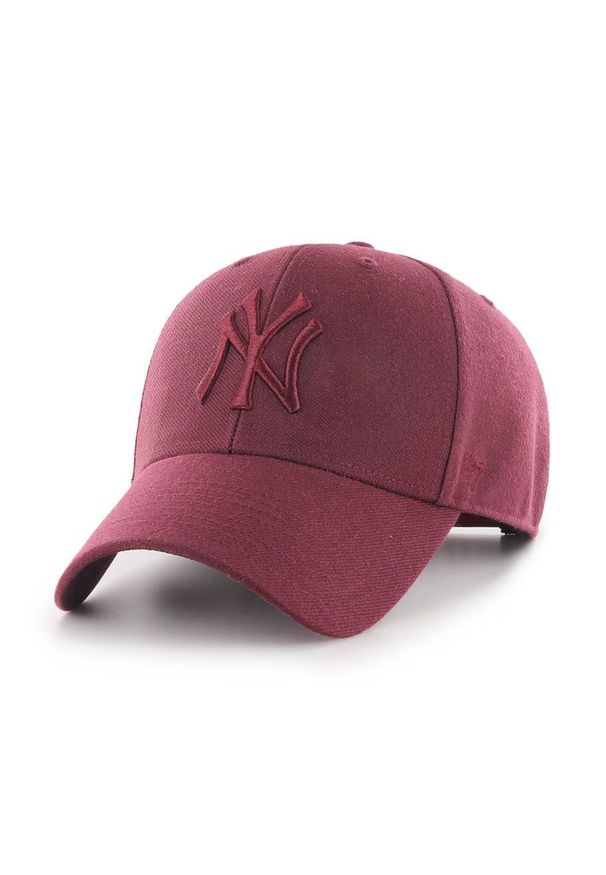 47 Brand - 47brand Czapka MLB New York Yankees kolor brązowy z aplikacją. Kolor: czerwony. Wzór: aplikacja
