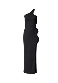 AGGI - Czarna sukienka maxi Flavia. Kolor: czarny. Materiał: bawełna. Długość rękawa: na ramiączkach. Typ sukienki: dopasowane, asymetryczne. Długość: maxi #3