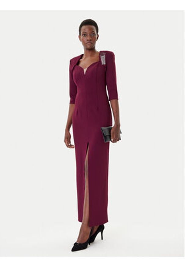 Rinascimento Sukienka wieczorowa CFC0125271003 Bordowy Slim Fit. Kolor: czerwony. Materiał: syntetyk. Styl: wizytowy