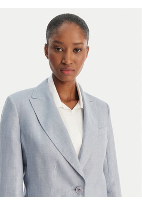 Weekend Max Mara Marynarka Nalut 2615041072 Błękitny Regular Fit. Kolor: niebieski. Materiał: len