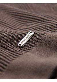 Ombre Clothing - T-shirt męski dzianinowy z guzikami przy dekolcie – popielaty V4 - Rozmiar: XXL. Okazja: na co dzień. Kolor: szary. Materiał: dzianina. Wzór: paski. Styl: casual, elegancki #3