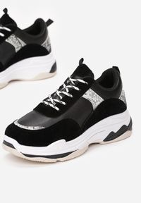 Born2be - Czarne Sneakersy Eirerial. Wysokość cholewki: przed kostkę. Nosek buta: okrągły. Zapięcie: sznurówki. Kolor: czarny. Materiał: skóra. Szerokość cholewki: normalna. Wzór: nadruk #4