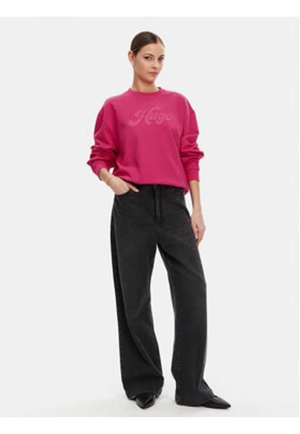 Hugo - HUGO Bluza Deroxina 50541169 Różowy Relaxed Fit. Kolor: różowy. Materiał: bawełna