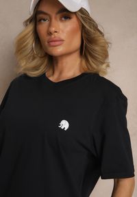 Renee - Granatowa Bawełniana Koszulka T-shirt z Małym Słonikiem Laniriel. Okazja: na co dzień. Kolor: niebieski. Materiał: bawełna. Styl: klasyczny, elegancki, casual #4