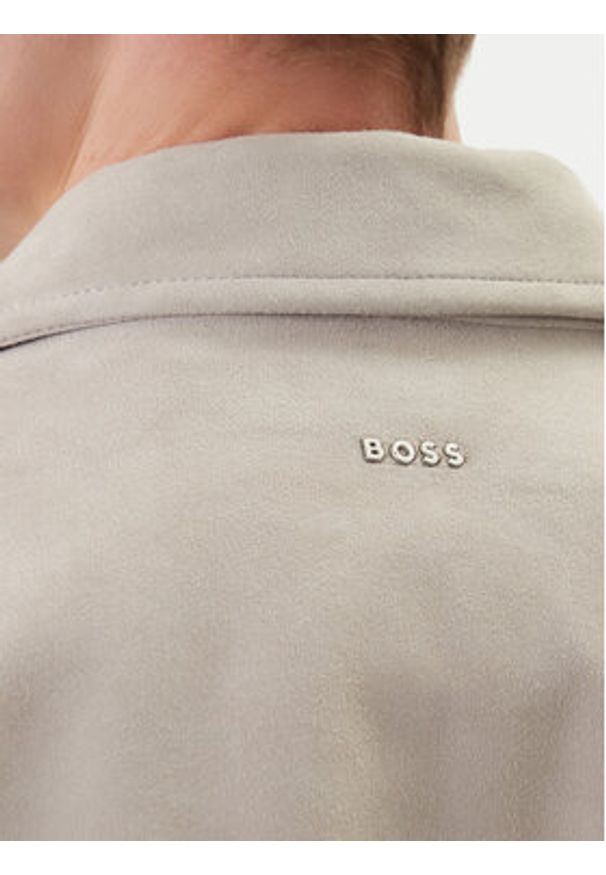 BOSS Kurtka skórzana Johot 50552130 Szary Regular Fit. Kolor: szary. Materiał: skóra