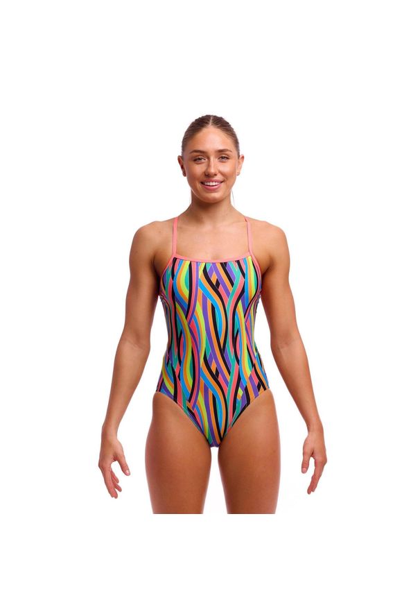 FUNKITA - Damski strój kąpielowy Funkita Curl Curl Single Strap. Kolor: wielokolorowy. Materiał: poliester. Wzór: nadruk