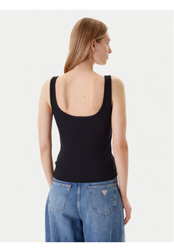 Guess Jeans Top W5YP35 KA0H1 Czarny Regular Fit. Kolor: czarny. Materiał: bawełna