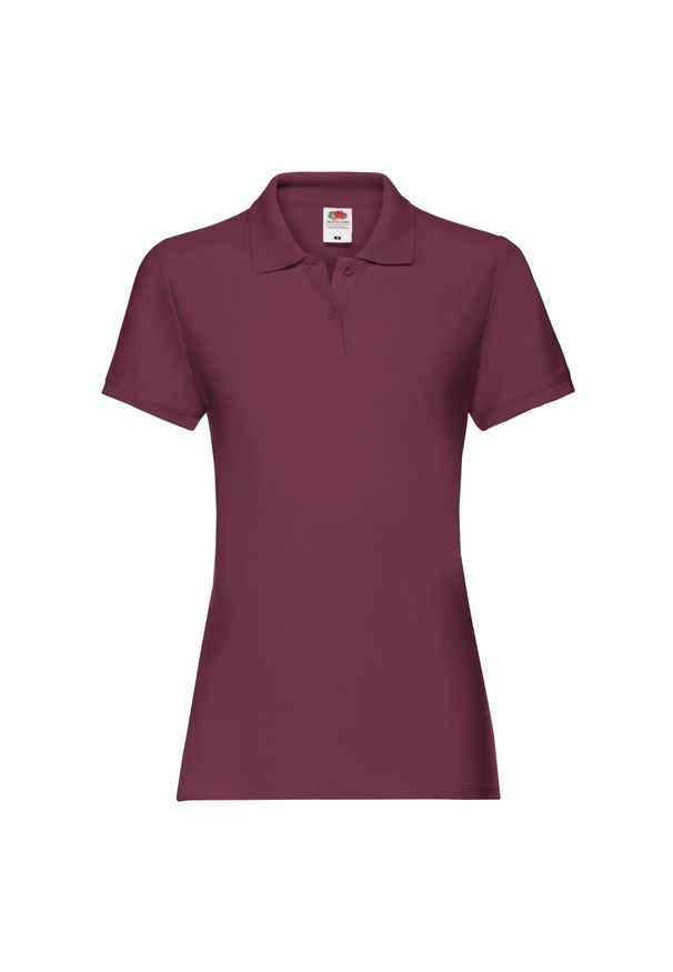 FRUIT OF THE LOOM - Damska Koszulka Polo Premium. Typ kołnierza: polo. Kolor: czerwony, wielokolorowy, brązowy