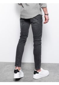 Ombre Clothing - Spodnie męskie jeansowe z przetarciami i dziurami SKINNY FIT - czarne P936 - M. Kolor: czarny. Materiał: jeans #4
