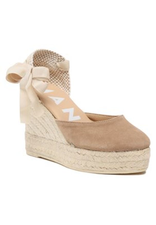 Manebi Espadryle Wedge Espadrilles W 1.9 WV Brązowy. Kolor: brązowy. Materiał: skóra, zamsz