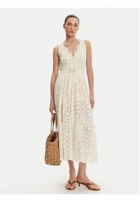 TwinSet - TWINSET Sukienka letnia 251TT2360 Écru Regular Fit. Materiał: bawełna. Sezon: lato