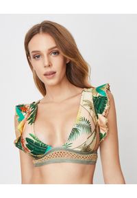 DEL MAAR - Kolorowy top od bikini. Kolor: zielony. Materiał: tkanina, materiał. Wzór: kolorowy