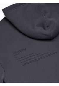 Ombre Clothing - Bluza męska rozpinana hoodie z nadrukami - grafitowa V1 B1423 - XXL. Kolor: szary. Materiał: poliester, elastan, bawełna. Wzór: nadruk #3