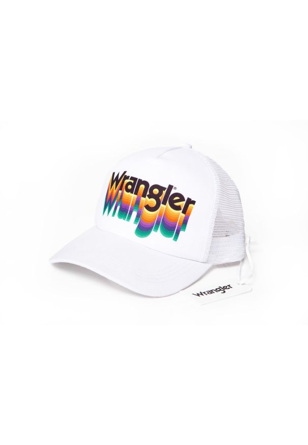 Wrangler - MĘSKA CZAPKA Z DASZKIEM WRANGLER TRUCKER CAP WHITE W0M36U512 112125683. Styl: elegancki