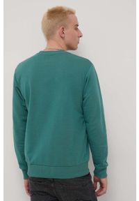 Cross Jeans bluza męska kolor zielony gładka. Okazja: na co dzień. Kolor: zielony. Materiał: dzianina. Wzór: gładki. Styl: casual #4