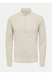 Selected Homme Sweter Rodney 16087985 Beżowy Regular Fit. Kolor: beżowy. Materiał: bawełna, syntetyk #3
