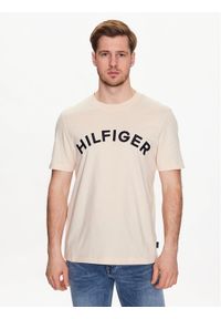 TOMMY HILFIGER - Tommy Hilfiger T-Shirt Arched MW0MW30055 Beżowy Regular Fit. Kolor: beżowy. Materiał: bawełna