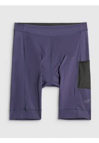 4f - 4F Spodenki kolarskie z żelową wkładką męskie - granatowe XXL. Kolor: niebieski. Materiał: włókno, skóra, materiał. Długość: krótkie. Sport: kolarstwo #1