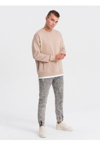 Ombre Clothing - Spodnie męskie marmurkowe JOGGERY z przetarciami - szare V3 - Rozmiar: XL. Kolor: szary. Materiał: guma, elastan, bawełna