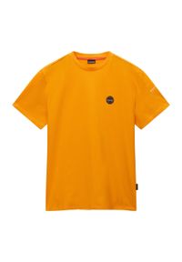 Koszulka męska Napapijri S-Badge. Kolor: pomarańczowy. Sport: turystyka piesza #1