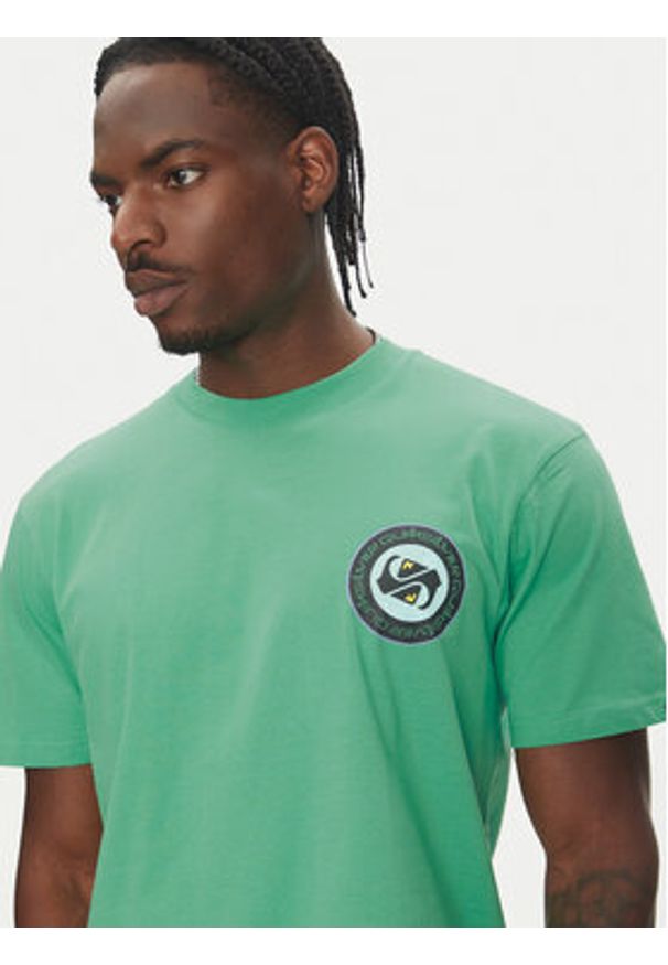 Quiksilver T-Shirt Circle Back Ss EQYZT08054 Zielony Regular Fit. Kolor: zielony. Materiał: bawełna