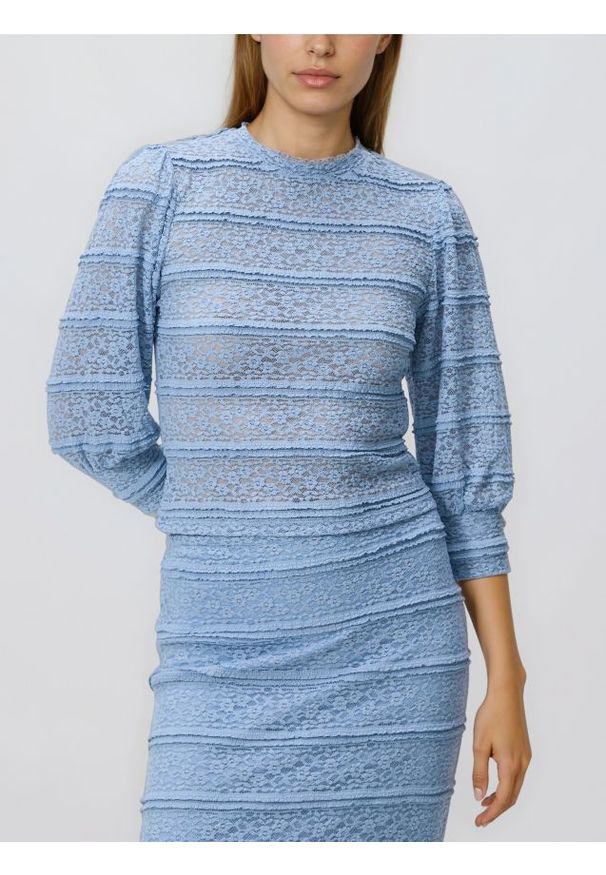 Reserved - Bluzka z koronką - jasnoniebieski. Kolor: niebieski. Materiał: koronka. Wzór: koronka