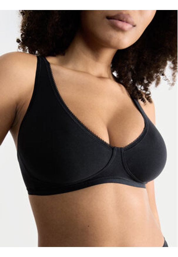 Sloggi Biustonosz bezfiszbinowy Basic 10222327 Czarny. Kolor: czarny. Materiał: bawełna