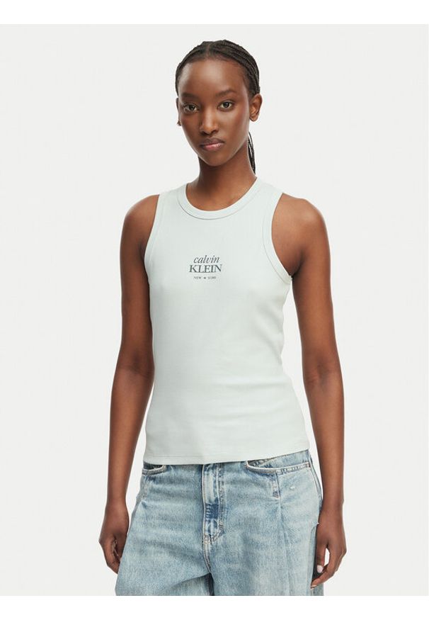 Calvin Klein Jeans Top LV047F239G Zielony jasny Slim Fit. Kolor: zielony. Materiał: bawełna